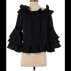 MISA Los Angeles Black Ruffled Top